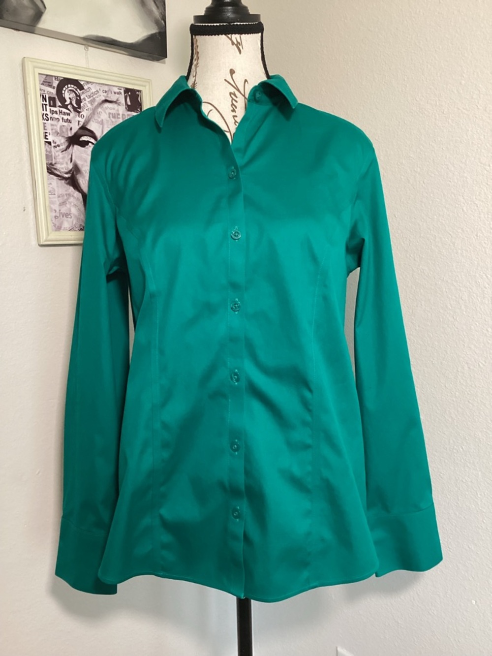 Chico's Emerald Teal Button-Front Shirt